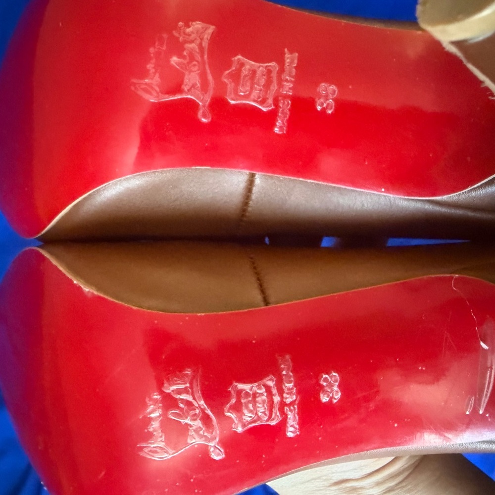 Christian Louboutin Brown Heels with Signature Red Soles - Picture 9 of 13